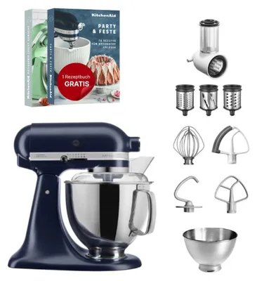 Produktbild von KitchenAid 4,8 L 5KSM175 Artisan Küchenmaschine Set 1 Gemüseschneider Tintenblau