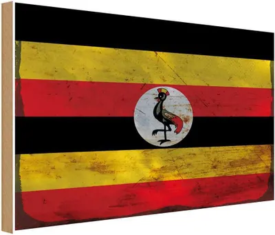 Produktbild von vianmo Holzschild 12x18 cm Uganda Rost Flagge Fahne Wappen