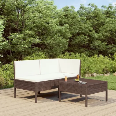 Produktbild von "Rabatt" 3-tlg. Garten-Lounge-Set - Wetterfestes Sitzgruppe - für 2 Personen - mit Auflagen Poly Rattan Braun - Lounge-Dining set CC3656