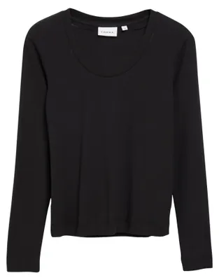 Produktbild von Comma T-Shirt Slim Fit Rundhals Viskose-Stretch Grau/Schwarz Größe 42