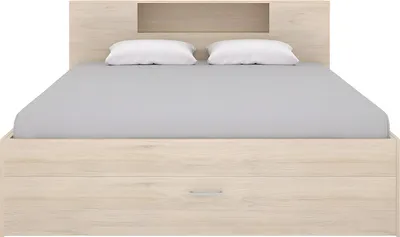 Produktbild von Bett mit Kopfteil, mit Kommode und Schubladen - 140 × 190 cm - Farbe: natur - LEANDRE