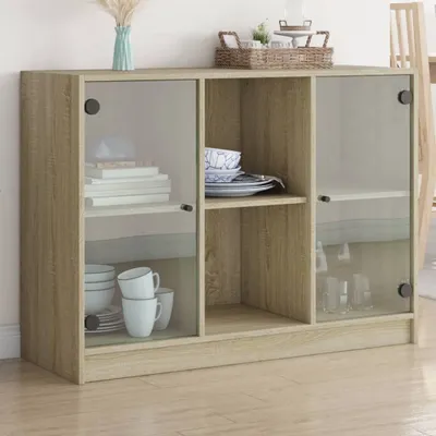 Image de vidaXL Sideboard chêne Sonoma 102x37x75,5 cm Matériau dérivé du bois