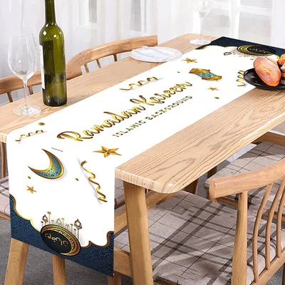 Obrázek produktu pro Eid Mubarak Stolní běžec dekorace Stolní běžec Ramadán dekorace Muslimské islámské ubrusy Party příslušenství 180 * 35 cm