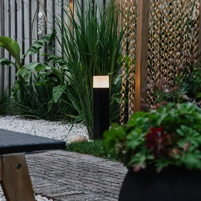 Image de Borne de Jardin Noire 50cm IP44 pour Ampoule E27