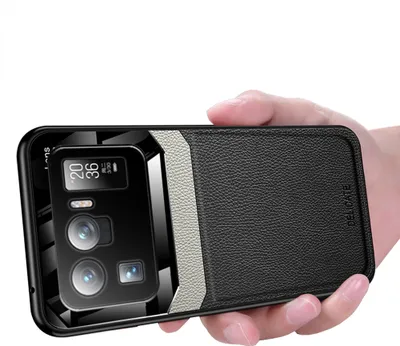 Image de Étui pour Xiaomi Mi 11 Ultra, étui hybride TPU, antidérapant, en cuir avec texture Litchi et protection en verre pour Xiaomi Mi 11 Ultra Noir