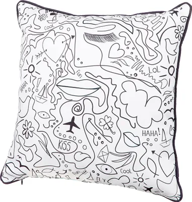 Immagine prodotto di Gilde Kissen, quadratisch, "Modern Art", Einliniendesign, Polyester, weiß, VE 3, B. 45 cm, H. 45 cm 51989