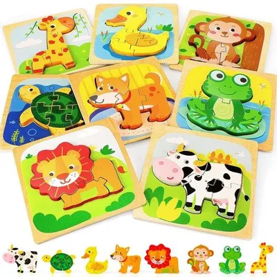 Obrázek produktu pro Dřevěné hračky pro batolata – bezpečné vzdělávací hračky pro děti ve věku 2–4 let, vývojové puzzle pro batolata ve věku 1–3 let, hračky se zvířátky, dětské hračky s výchovnou hodnotou, tipy na dárky pro batolata ve věku 1–4 let