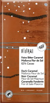 Obrázok produktu pre HORKÁ ČOKOLÁDA S KARAMELOVÝMI KÚSKAMI AMALORSKOU MORSKOU SOĽOU 80 g - VIVANI