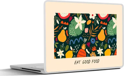 Produktbild von MuchoWow® Laptop Aufkleber Sticker Cover Sprichwörter - Essen Sie gut - Zitate - Essen 30x21 cm - Sticker für Laptop - Selbstklebend