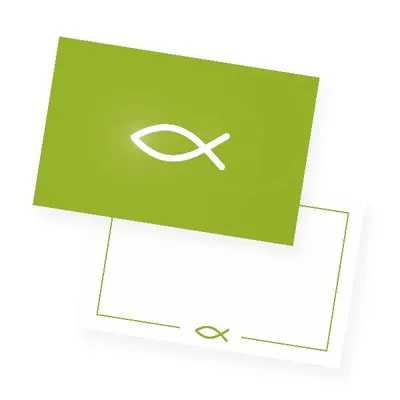 Produktbild von itenga 12x Einladungskarten FISCH grün Dankeskarten Kommunion Taufe A6