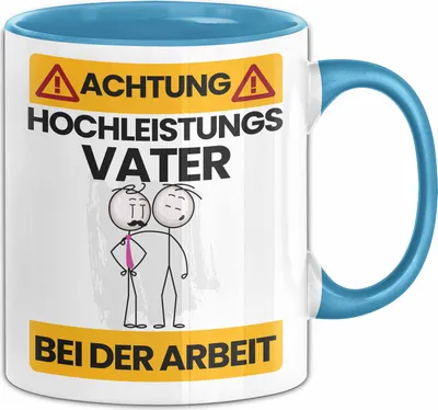 Produktbild von Vater Tasse Geschenk Lustiger Spruch Geschenkidee für Vater Achtung Hochleistungs Vater Bei Der Arbeit (Blau)