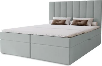 Obrázok produktu pre Hotelová manželská posteľ 160x200 GRETNA - popolavá + topper
