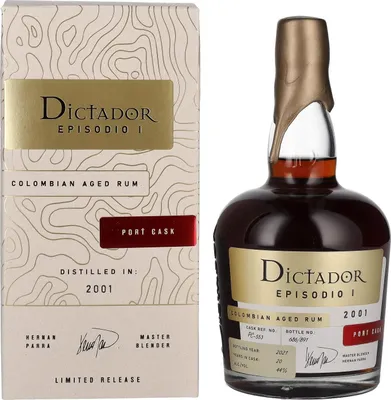 Produktbild von Dictador EPISODIO I 20 Years Old PORT CASK Rum 2001 44% Vol. 0,7l in Geschenkbox