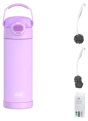 Zdjęcie produktu dla THERMOS FUNTAINER WATER BOTTLE 0,47 l Trinkflasche – Vorteilsset mit Reinigungsbürste CLEAN FIX 30 cm