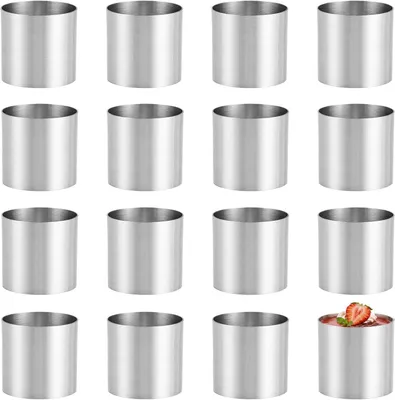 Produktbild von Dessertringe und Servierringe – Set mit 15 Stück – Tortenring, Durchmesser 5 cm x 5 cm – Edelstahl – Servierringe – für Mousse, Torten usw