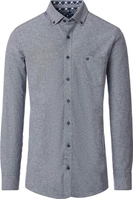 Produktbild von REDMOND Herren Flanellhemd Langarm Button-Down Modern-Fit Blau M