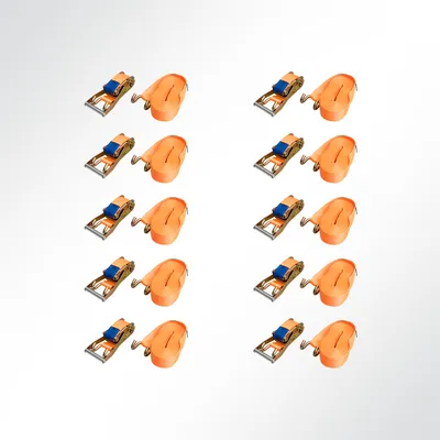 Produktbild von 10x Spanngurt mit Ratsche 5m lang 35mm breit orange Befestigungsriemen