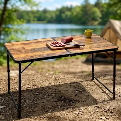 Image de Table de camping pliante en aluminium, hauteur réglable 120 x 60 cm
