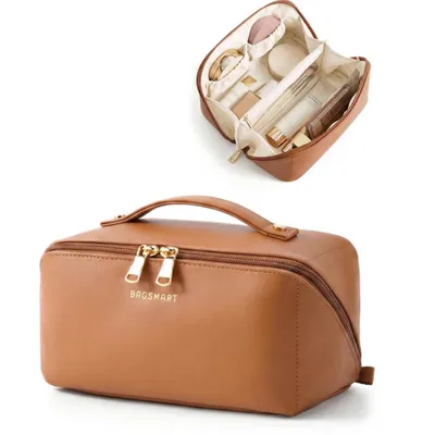 Produktbild von Kosmetiktasche Damen aus Kunstleder – Reise Make-up Tasche Schwarz