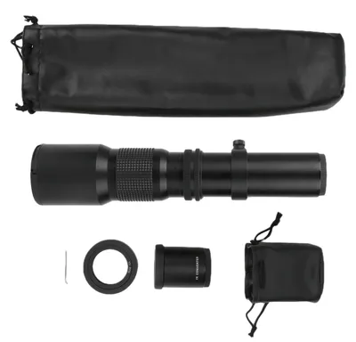 Zdjęcie produktu dla Teleobiektyw 500 mm F8F32 z ręczną regulacją ostrości i 2-krotnym powiększeniem do lustrzanek z mocowaniem EFS firmy Canon (czarny)