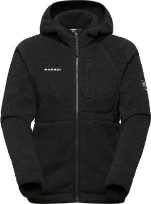 Schwarze Mammut Falera Pro ML Kapuzenjacke mit Reißverschluss und Brusttasche aus Fleece