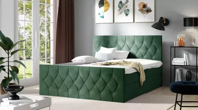 Obrázek produktu pro Čalouněná postel TIBOR LUX - 200x220, zelená + topper