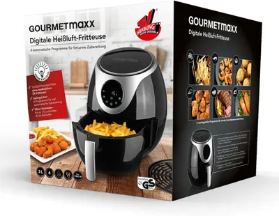 Produktbild von GOURMETmaxx Heißluftfritteuse Digital, 3L, 6 Programme, Schwarz | Timer & Abschaltung