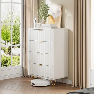 Produktbild von ProximaX Sideboard mit 4 Schubladen: Einzigartiges Design, Großzügiger Stauraum durch Kommode und Prächtige Goldene Griffe