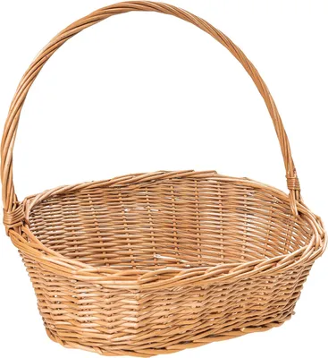 Zdjęcie produktu dla Creative Home Kosz Wiklinowy Owalny z rączką | 45x32x43 cm (+/- 1 cm) | kosz na prezent | ręcznie pleciony | naturalny brąz| uniwersalny