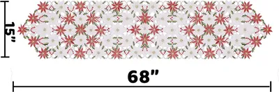 Produktbild von Tischläufer mit Weihnachtsblumenmuster, bestickter Tischläufer mit Weihnachtsstern und Stechpalmenblättern für Weihnachtsdekorationen,38 x 176 cm