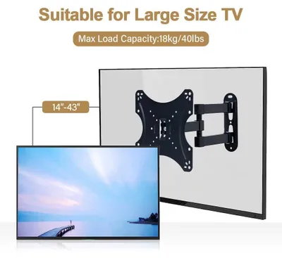 Produktbild von TV Wandhalterung schwenkbar neigbar für 26 30 40 42 46 51 55 Zoll Fernseher mit VESA 200 x 200 mm Wandabstand 65 bis 350 mm bis 30 kg Tragkraft Schwarz