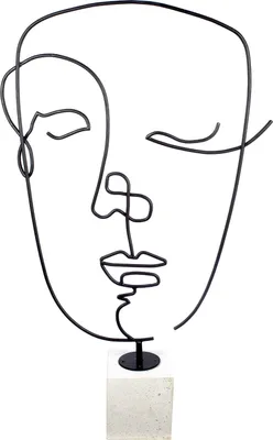 Zdjęcie produktu dla Gilde Skulptur, "Visione", Gesichtsmotiv, Marmor, Metall, schwarz, VE 1, L. 20 cm, B. 96,5 cm, H. 101,5 cm 53143