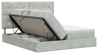 Immagine prodotto di Letto contenitore con testiera grigio chiaro 180 x 200 cm in velluto