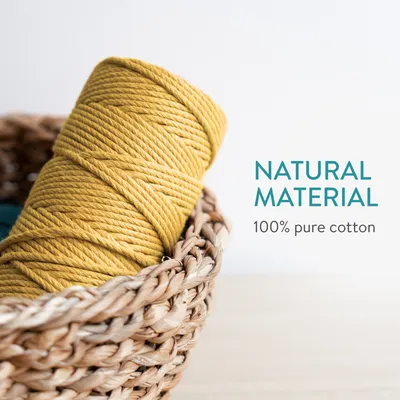 Produktbild von Navaris Makramee Garn 3er Set - Baumwollschnur für DIY Projekte Wandteppich Traumfänger - Natur Baumwolle Baumwollkordel - Türkis, Senf, Cremeweiß