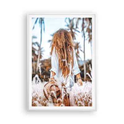 Produktbild von Gerahmtes Poster - Weißer Rahmen - Wiese Frau Gras - 70x100 cm - Wand Bild - Wanddeko - Wandbilder - Kunstposter - Wandposter - Bilderrahmen - Bilder - Kunstdruck - Wanddekoration - P2WPA70x100-5115