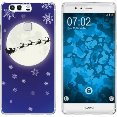 Produktbild von PhoneNatic Case kompatibel mit Huawei P9 Silikon-Hülle X Mas Weihnachten Santa - Snowflakes M4