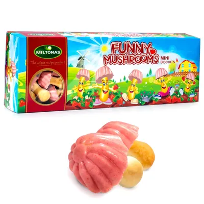 Produktbild von Funny Mushrooms Pilzkekse mit Erdbeergeschmack 170g