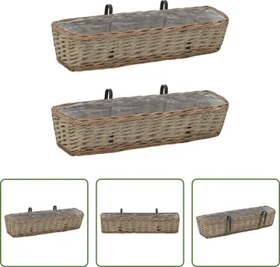 Produktbild von The Living Store Balkon-Blumenkasten 2 Stk. Weide mit PE-Auskleidung 80 cm