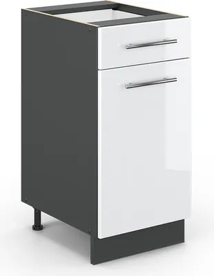 Produktbild von Küchenunterschrank Vicco Fame-Line Weiß Hochglanz 40 cm ohne Arbeitsplatte, Model 35532