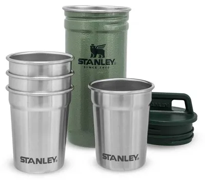 Produktbild von Stanley Adventure Metal Drinkware Set – 4 x 60 ml – Hammertone Green Matte – With Case
