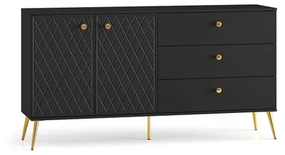 Produktbild von Buffet Manoé mit 3 Schubladen und 2 Türen, Schwarz, 160cm