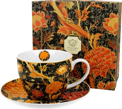 Produktbild von DUO ART GALLERY Jumbobecher 470 ml CRAY FLORAL mit Untertasse, New Bone China Porzellan