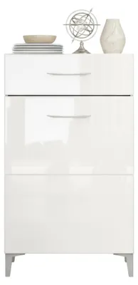 Produktbild von Dmora Eingangsregal Ossona 58x35x105h cm Weiß, 2 Regalböden, eine Schublade