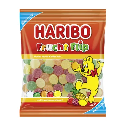 Obrázek produktu pro Haribo Fruit Flip sladké ovocné žvýkačky 5 různých 160g
