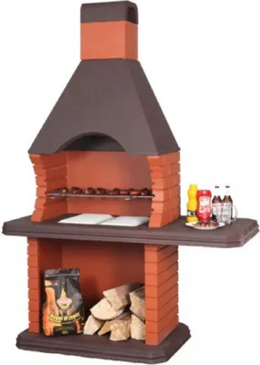 Produktbild von Casa Padrino Luxus Gartengrill Orange / Braun 160 x 74 x H. 232 cm - Beton Grillkamin - Luxus Garten Accessoires
