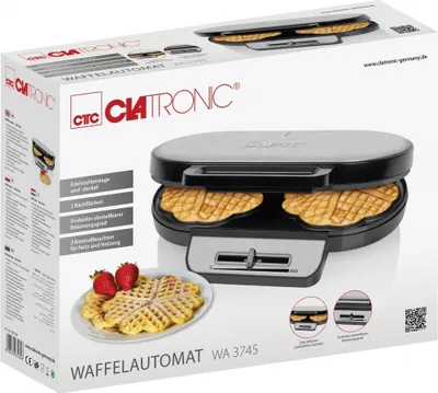 Image de Clatronic WA 3745 noir-inox Double gaufrier en forme de cœur