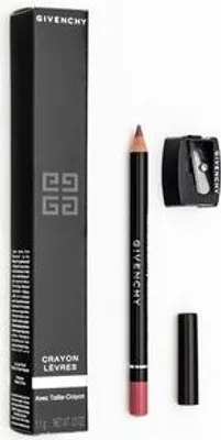 A product shot of a lip liner, its packaging, and a sharpener on a white background.