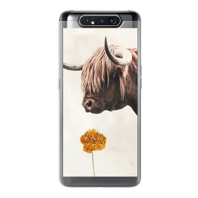 Produktbild von MuchoWow® Handyhülle Schutzhülle Hülle für Samsung Galaxy A80 Schottischer Highlander - Vintage - Blume Silikon Softcase Handy Hülle - Schutzdeckel