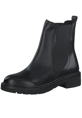 Produktbild von MARCO TOZZI Damen Stiefelette Chelsea Boot flach Leder runde Form 2-25401-29, Größe:39 EU, Farbe:Schwarz