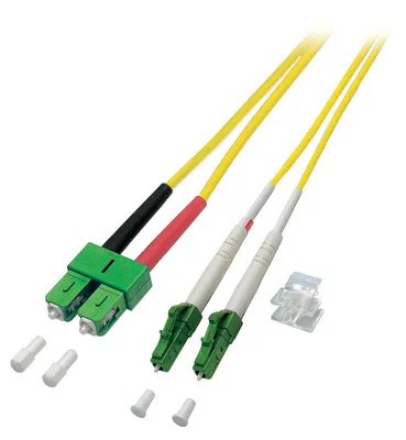 Produktbild von Duplex Jumper LC/APC-SC/APC 9/125µm, OS2 -- LSZH, gelb, 2.0mm, 0,5m